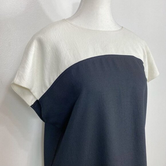 VINCE. IVORY WHITE BLACK COLORBLOCK SLEEVELESS SHIFT DRESS - S - Picture 4 of 9